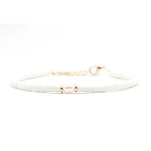 SALTI CALI Windansea Bracelet Pearl Salty Shells NWT White & Gold